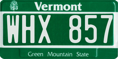 VT license plate WHX857