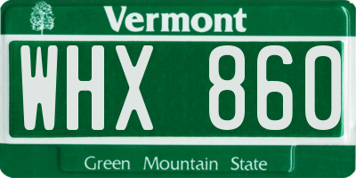VT license plate WHX860