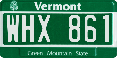VT license plate WHX861