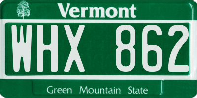 VT license plate WHX862