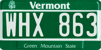 VT license plate WHX863