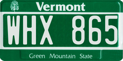 VT license plate WHX865