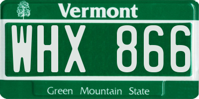 VT license plate WHX866