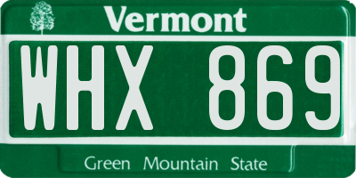 VT license plate WHX869