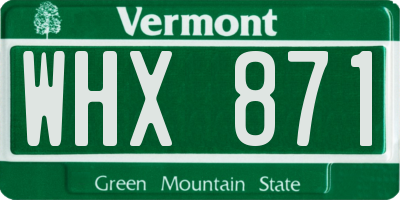 VT license plate WHX871
