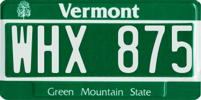VT license plate WHX875