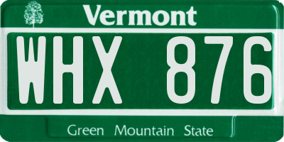 VT license plate WHX876