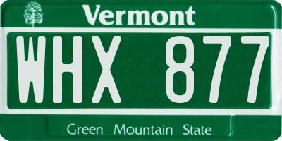 VT license plate WHX877