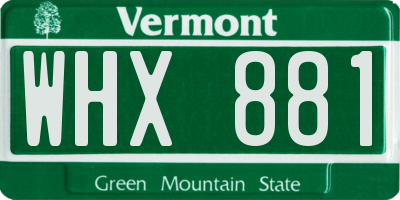 VT license plate WHX881
