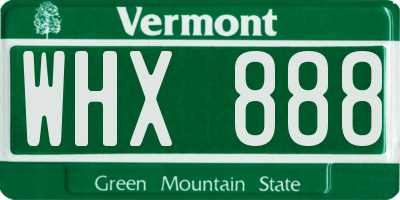 VT license plate WHX888