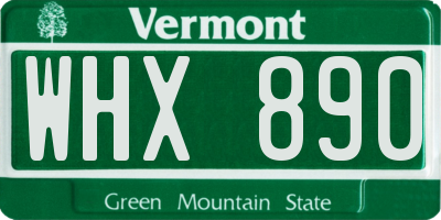 VT license plate WHX890