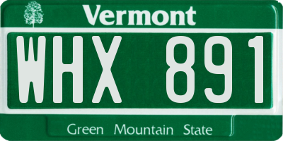 VT license plate WHX891