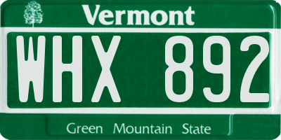 VT license plate WHX892