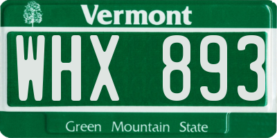 VT license plate WHX893