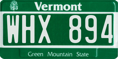 VT license plate WHX894