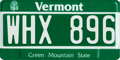 VT license plate WHX896