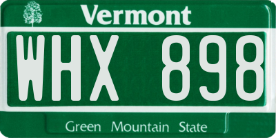 VT license plate WHX898