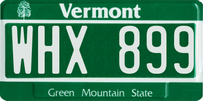 VT license plate WHX899