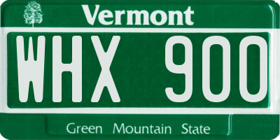 VT license plate WHX900