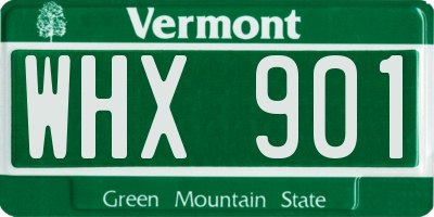 VT license plate WHX901