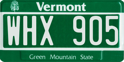 VT license plate WHX905