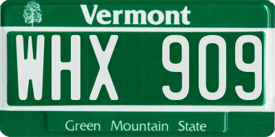 VT license plate WHX909