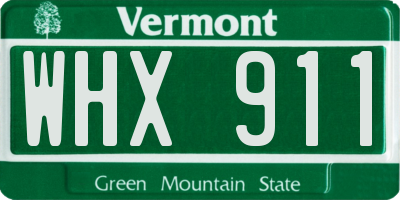 VT license plate WHX911
