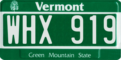 VT license plate WHX919