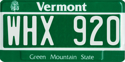 VT license plate WHX920