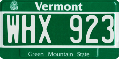 VT license plate WHX923