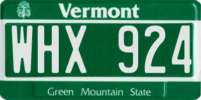 VT license plate WHX924