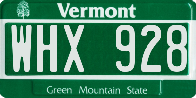 VT license plate WHX928
