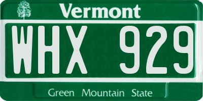 VT license plate WHX929