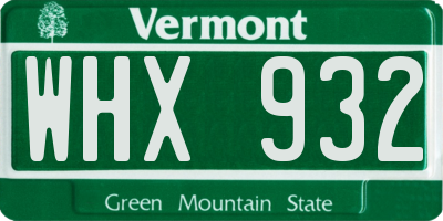 VT license plate WHX932
