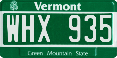 VT license plate WHX935