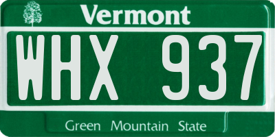VT license plate WHX937
