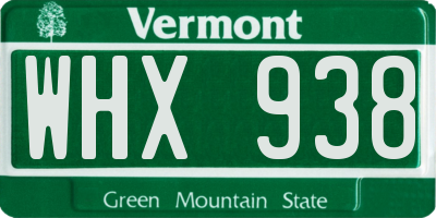 VT license plate WHX938