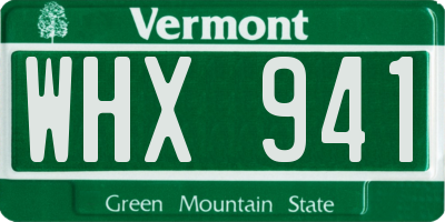 VT license plate WHX941