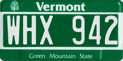 VT license plate WHX942