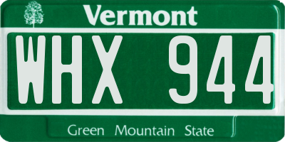 VT license plate WHX944