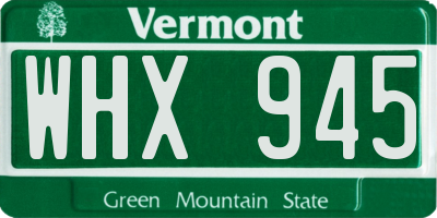 VT license plate WHX945