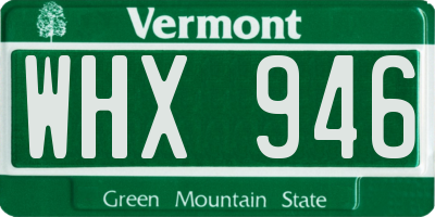 VT license plate WHX946