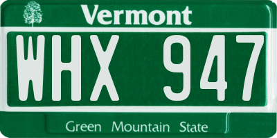 VT license plate WHX947