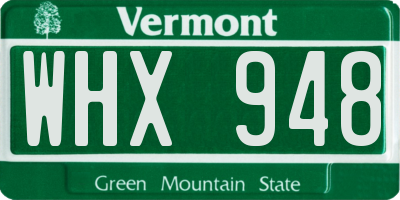VT license plate WHX948