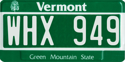 VT license plate WHX949