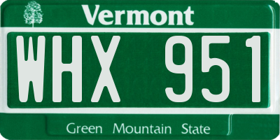 VT license plate WHX951