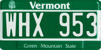 VT license plate WHX953