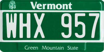 VT license plate WHX957