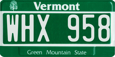 VT license plate WHX958