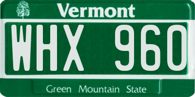 VT license plate WHX960